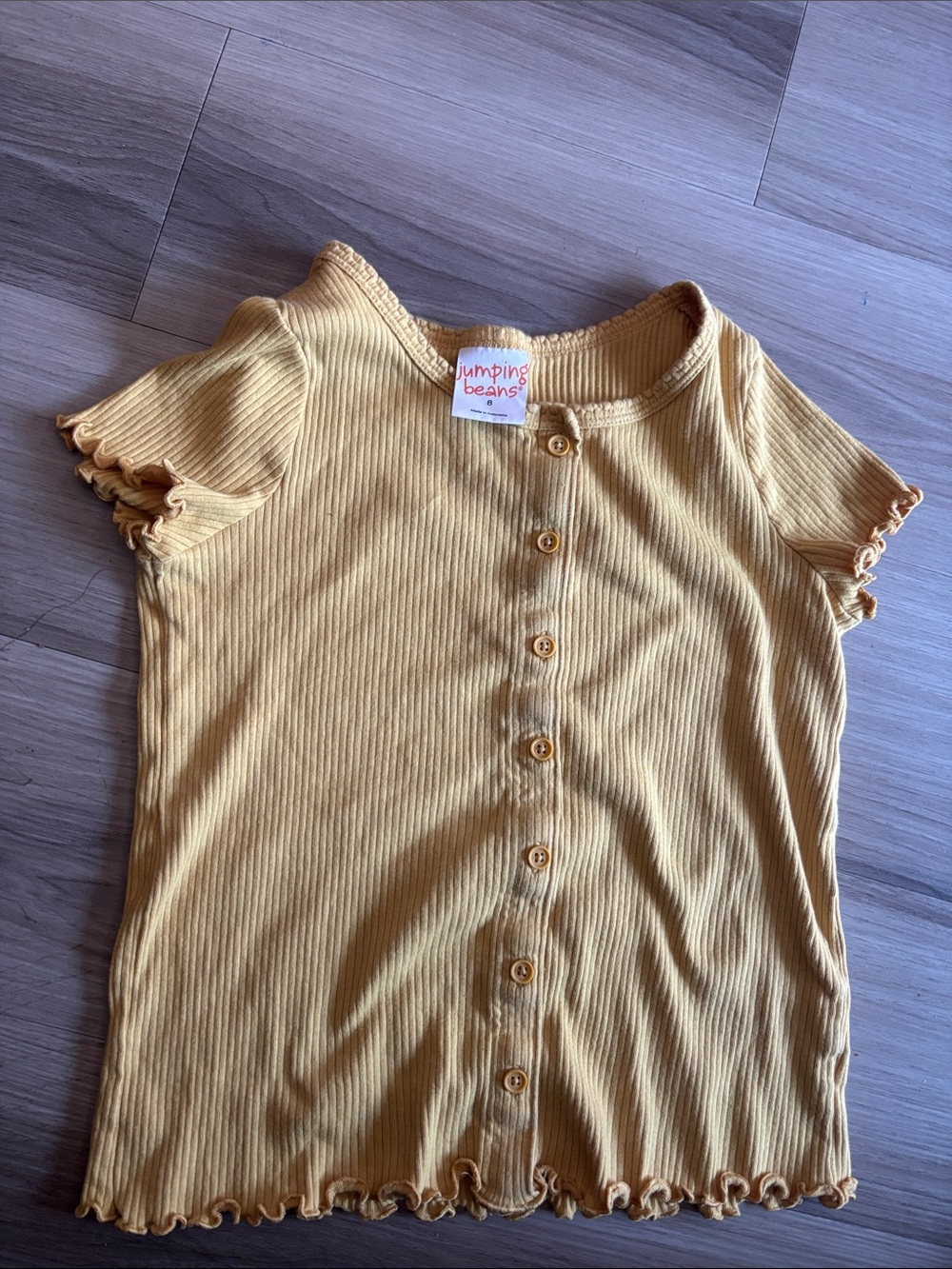 jumping beans Yellow Ribbed Button-Front Short Sleeve Top